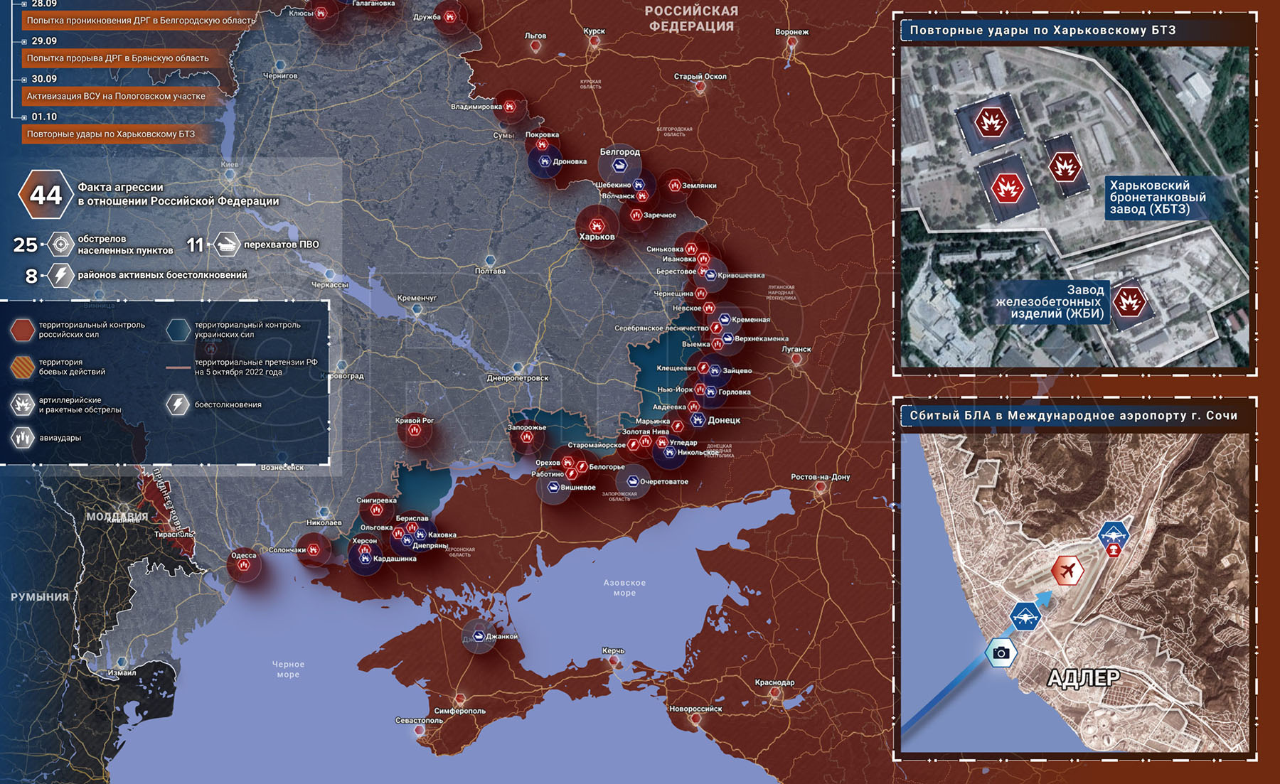 Карты боевых действий на Украине, к утру 03.10.2023 г., от "Рыбарь"